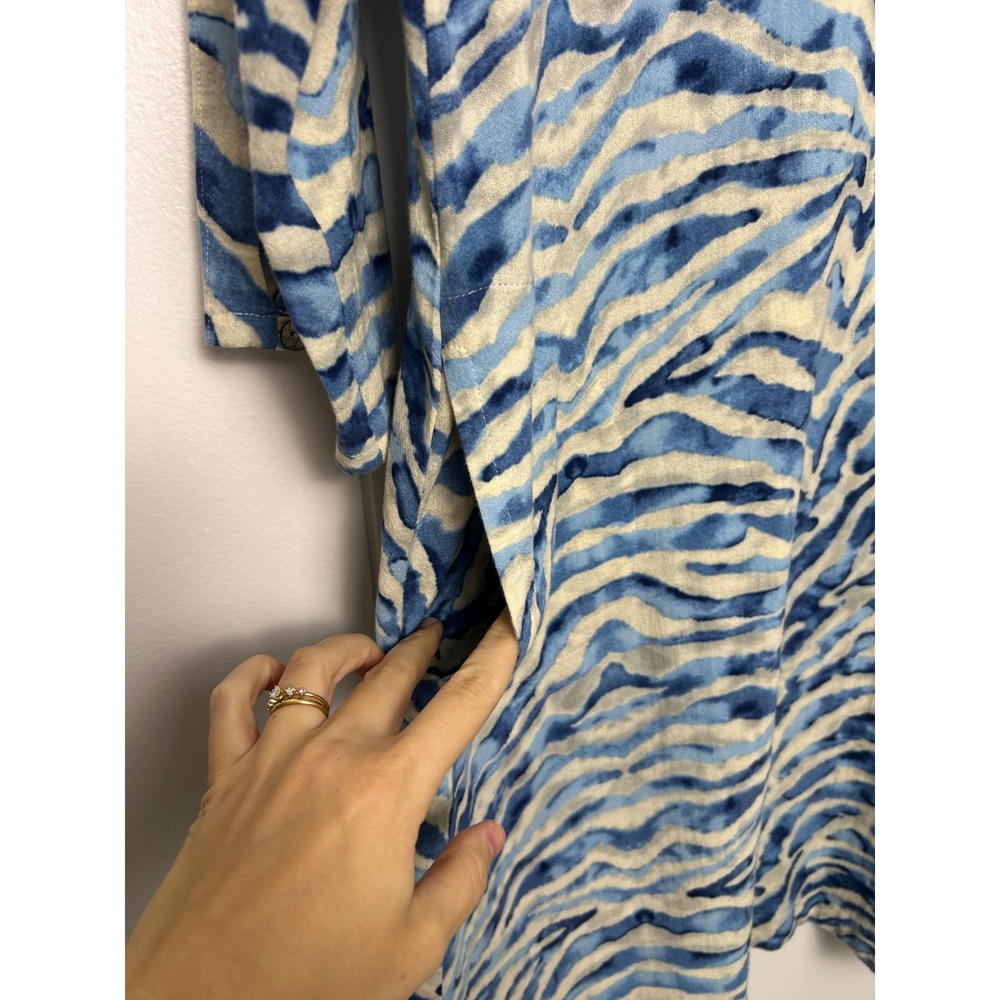 Soft Surroundings Mercado Gauze A-line dress Women's S Blue White Zebra Cotton - Picture 7 of 10